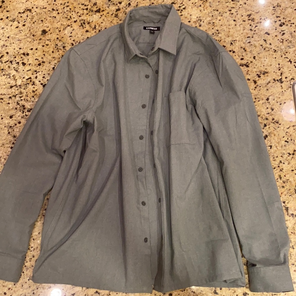 Grey collared shirt, express, large